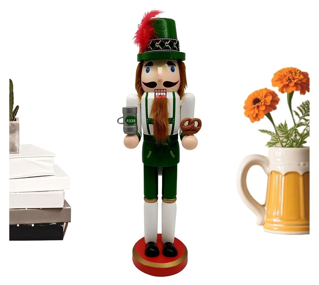 14 Zoll - Traditionelle Holzfigur | handbemalte Sammlerdekoration für Innenräume, Tische, Häuser, Weihnachtsfeiertage