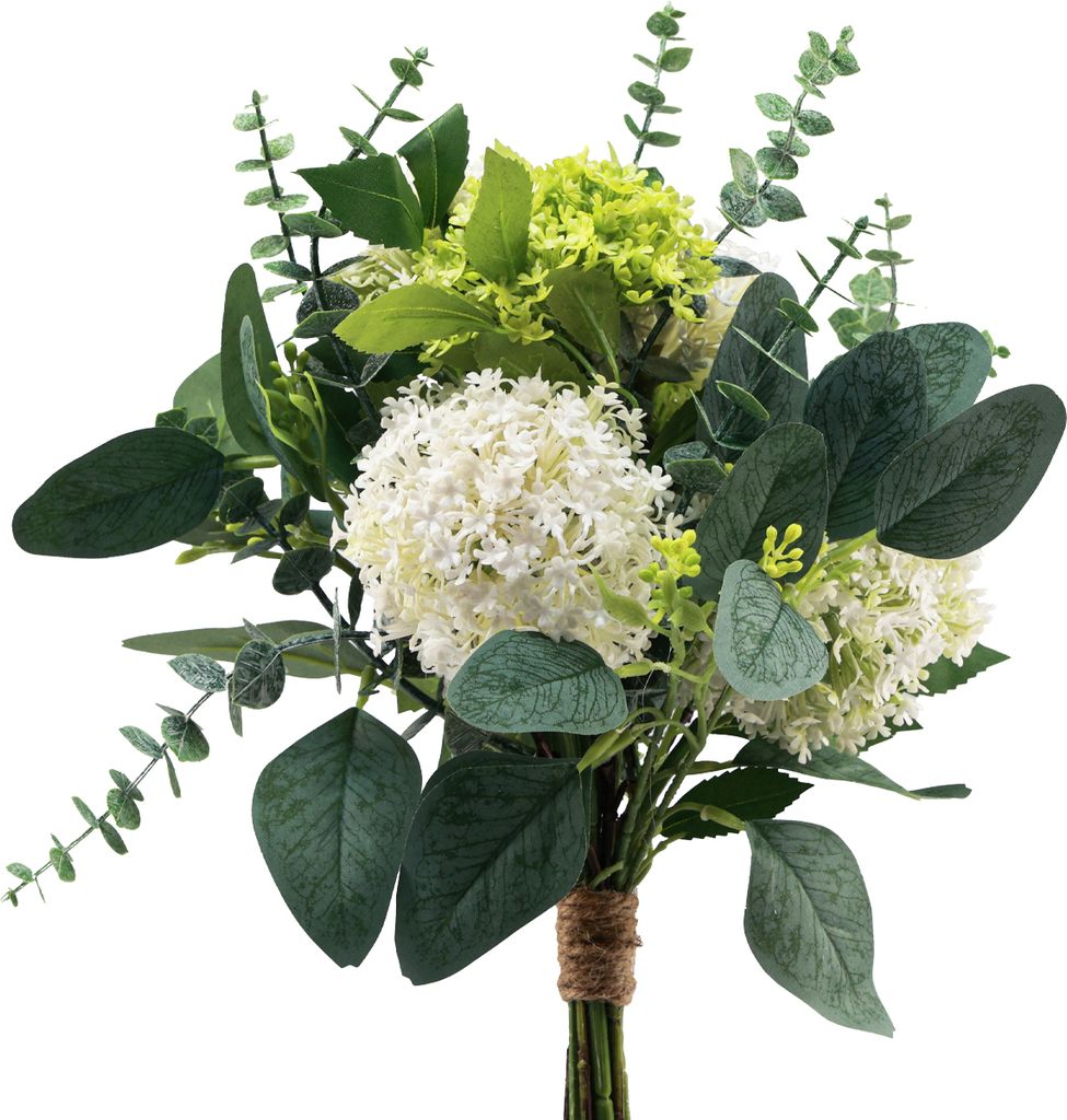 Kunstblumenstrauß aus Schneeball und Eukalyptus für elegante Dekorationen