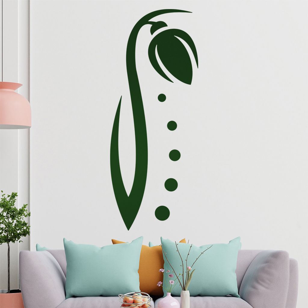 Blume - Linien Punkte Wandtattoo in 6 Größen - Wandaufkleber Wall Sticker - Dekoration, Küche, Wohnzimmer, Schlafzimmer, Badezimmer