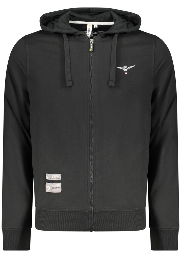 Herren-Sweatshirt mit Reißverschluss in Schwarz – Militärakademie Look