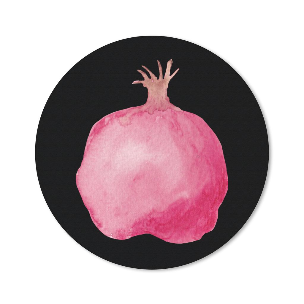 MuchoWow Mauspad Mousepad Granatapfel - Rosa - Schwarz 30x30 cm - Mousepads - Maus Mat - Pad - Mausunterlage - Tischunterlage - Schreibtischmatten