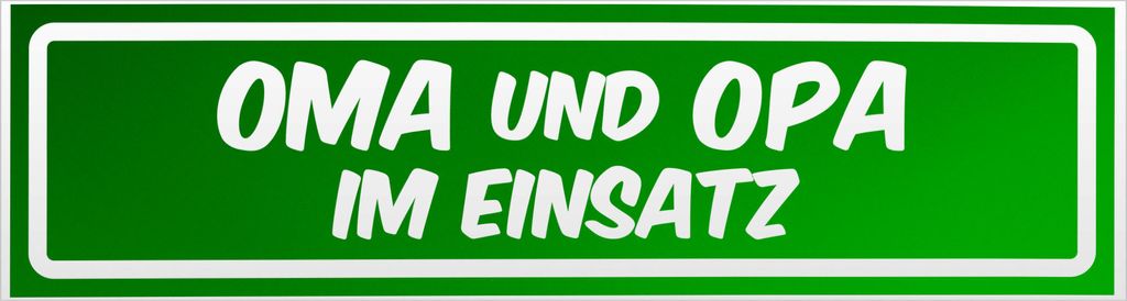 Kiwistar Oma und Opa im Einsatz invertiert Magnetschild Schild magnetisch - 45cm Grün - reflektierend - Magnetfolie für Auto PKW Kfz