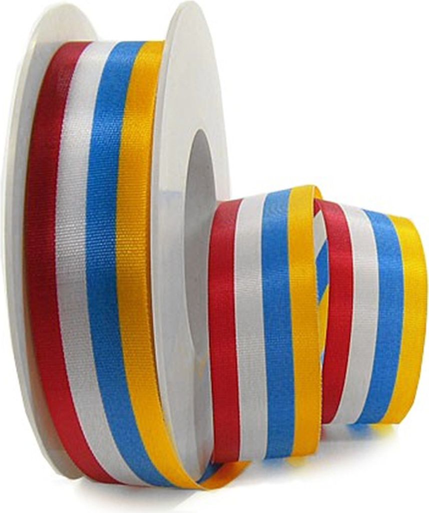 Dekoband Fastnacht 25m rot-weiß-blau-gelb Produktbild 