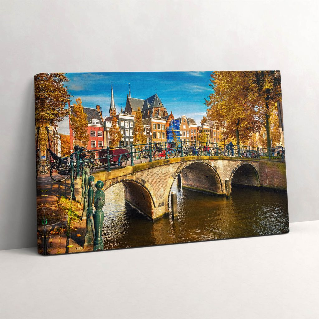 Herbstliche Farben in Amsterdam – Leinwandbild Wandbild – 30x20 cm – Leinwandbilder – Wandbilder – Schlafzimmer – Flur