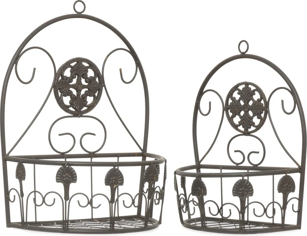 Gain de place balcon : Corbeilles murales pour fleurs en métal lot de 2 pcs