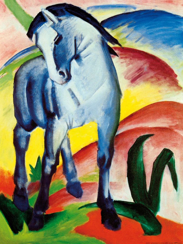 Franz Marc Kunstdruck Bild - Blaues Pferd I, 1911 (80 x 60 cm)