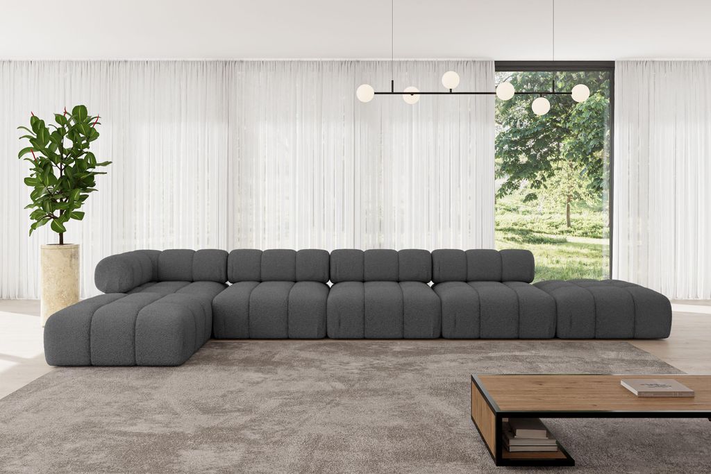 ALTDECOR Modulares Sofa Ecksofa in L-Form - Kerru-L3 - 475x190x70 cm Grau universal, links/rechts Corner modular Sofa Eckcouch Couch Wohnlandschaft...