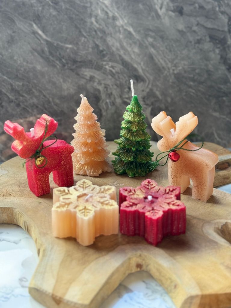 Evila Originals, Christmas Candle Set15, Kerzenset (6 Stück), Mehrfarbig, 100 % SOJA, 5 x 5 x 10 cm
