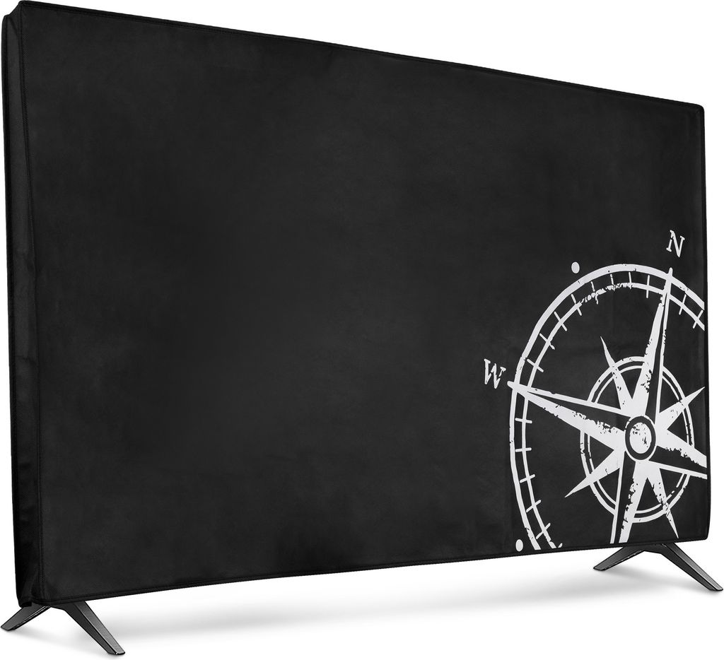 kwmobile 65" TV Abdeckung Indoor - Fernseher Hülle Bildschirmschutz Abdeckung - TV Bildschirm Staubschutzhülle - Fernsehabdeckung - Weiß Schwarz
