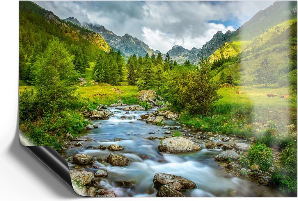 DEQORI Magnetmatte Universal 59x42 cm (A2) 'Idyllischer Bergfluss' Magnetfolie Kalender Planer