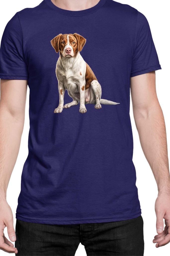 Herren T-Shirt Dogs Breeds Brittany Dog Breed 006, Man 3XL / Dunkelblau