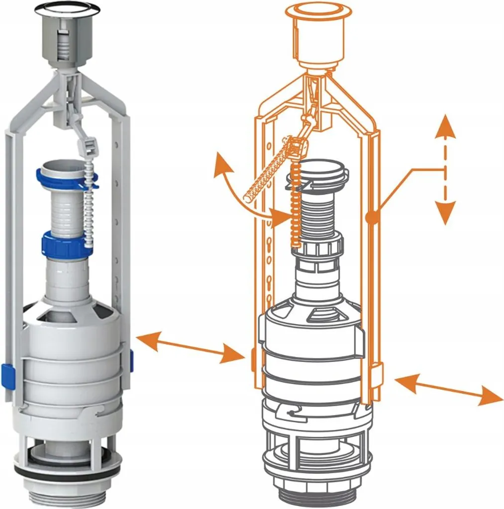 Mécanisme de chasse d'eau avec vanne de rinçage universelle pour WC