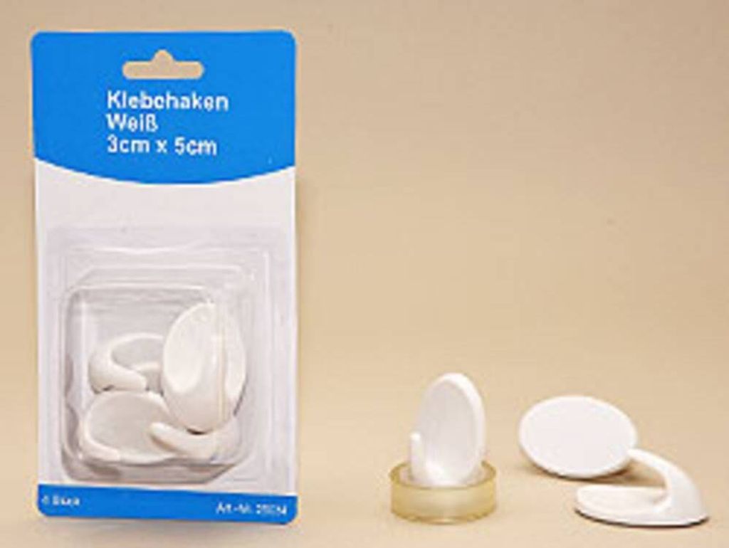 Praktische Klebehaken Weiß für einfache Montage - 4er Set selbstklebende Wandhaken 30x50mm