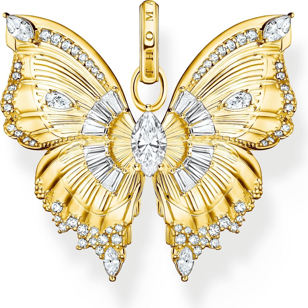 Ciondolo farfalla Butterfly Paradise con pietre placcato Immagine del prodotto 
