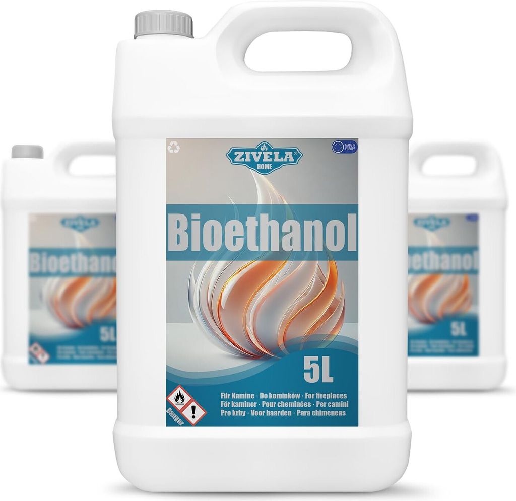Bioethanol 96,6% 15L | Alkohol Geruchlos 96,6% 3x5L | Bioethanol für Kamin, Tischkamin, Bioethanol Kamin | Bioethanol Geruchlos | Saubere Verbrenn...
