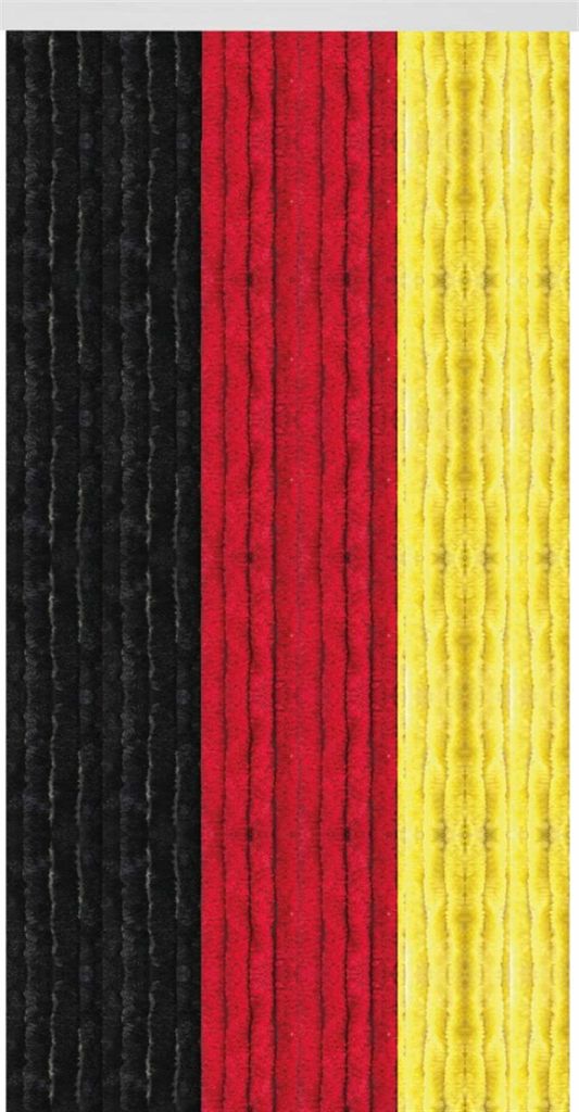 Flauschvorhang 160x220 cm in Unistreifen schwarz - rot - gelb, viele Farben