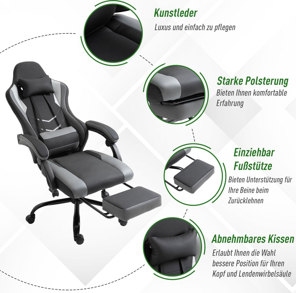 Vinsetto ergonomiczne krzesło do gier krzesło biurowe Zdjęcie produktu 7