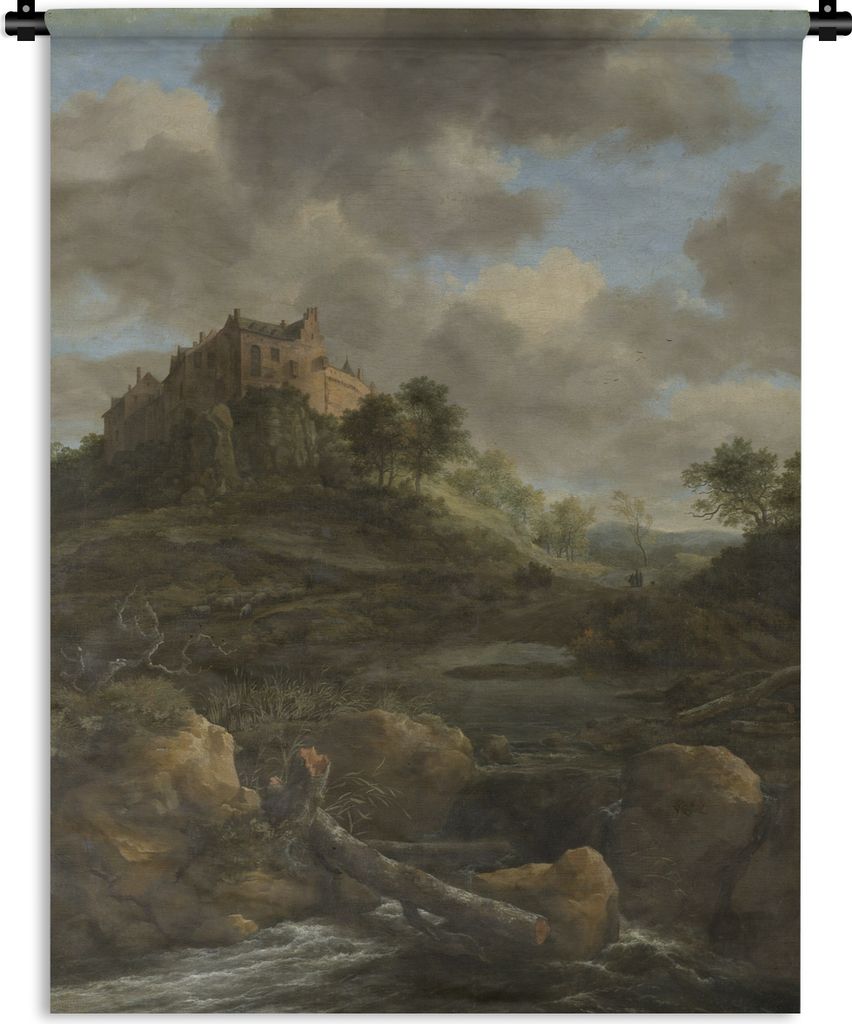 MuchoWow Wandteppich Wandbehang Burg Bentheim - Gemälde von Jacob van Ruisdael 120x160 cm Tapisserie Dekoration Wandtuch - Wohnzimmer - Moderne