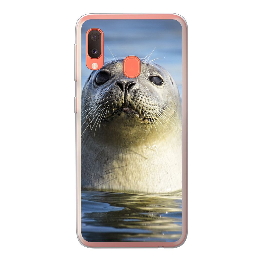 MuchoWow Handyhülle Schutzhülle Hülle für Samsung Galaxy A20e Siegel - Porträt - Wasser Silikon Softcase Handy Hülle - Abdeckung