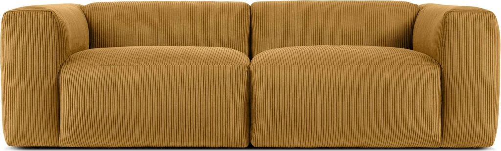 KONSIMO 2,5-Sitzer-Sofa mit extrem weicher und bequemer Sitzfläche "BUFFO", gelb, Kordstoff, Modern ,250x73x96 cm