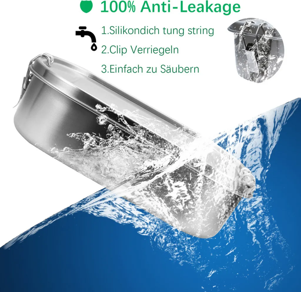 Set Lunch Box Jiubiaz Acciaio Inox 800+1200ml | Schiscetta Senza BPA - 4