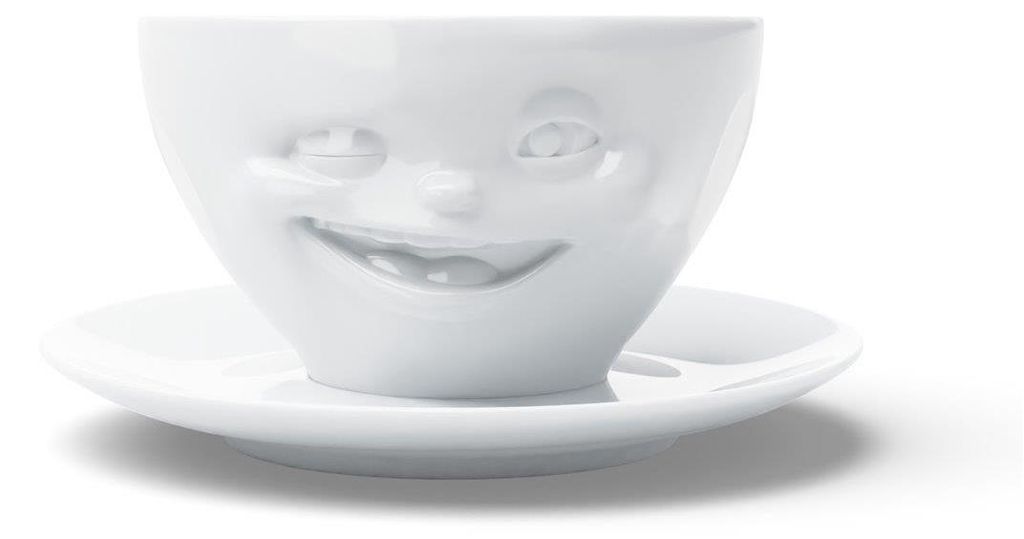 FIFTYEIGHT tasse avec soucoupe Zwinkernd weiß Hartporzellan Image du produit 