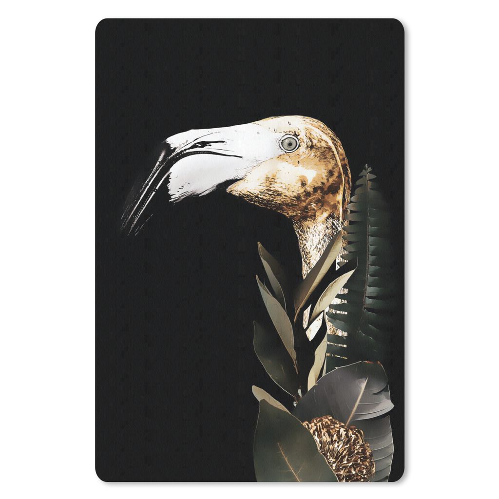 MuchoWow Mauspad Mousepad Porträt - Flamingo - Blätter 40x60 cm - Mousepads - Maus Mat - Pad - Mausunterlage - Schreibtisch Accesoire