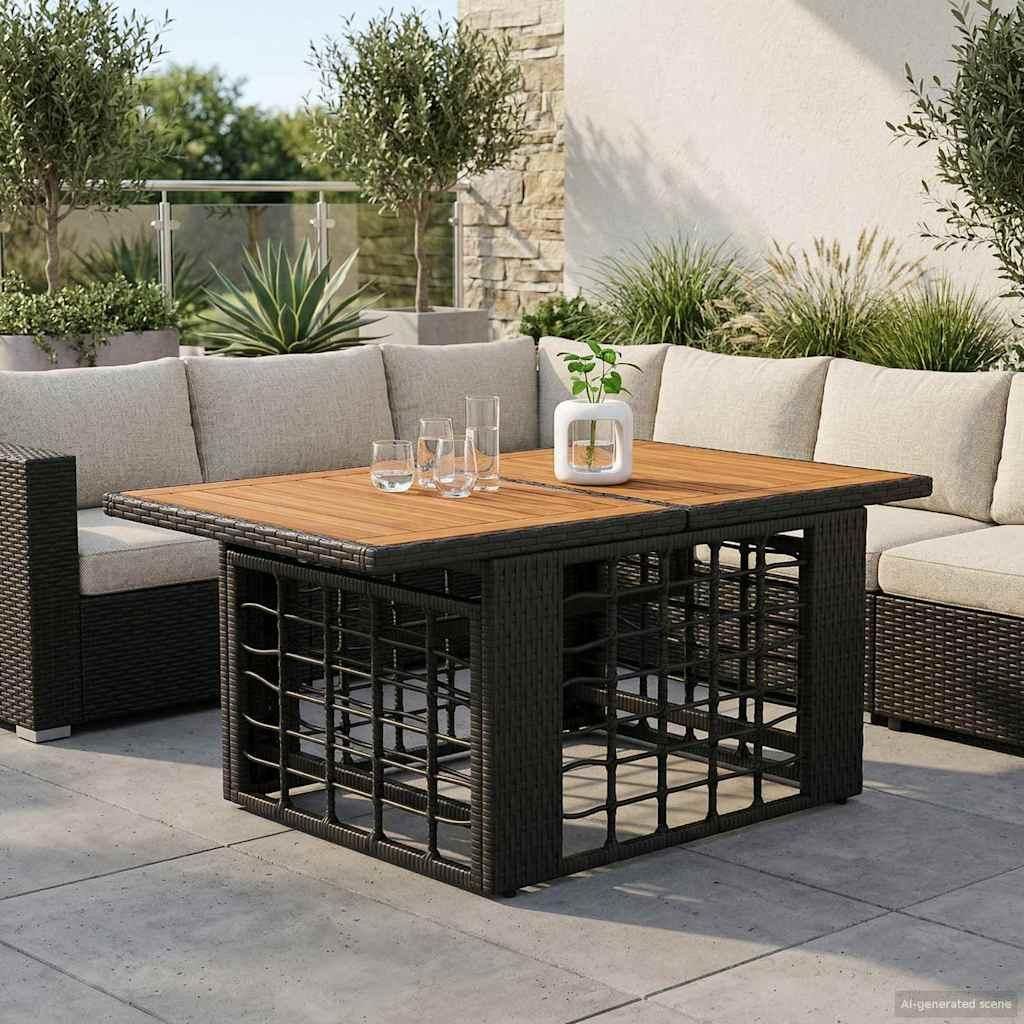 Möbel Gartentisch Schwarz und Natur 100 x 55 x 37 cmGartentische - Gartentische c7497