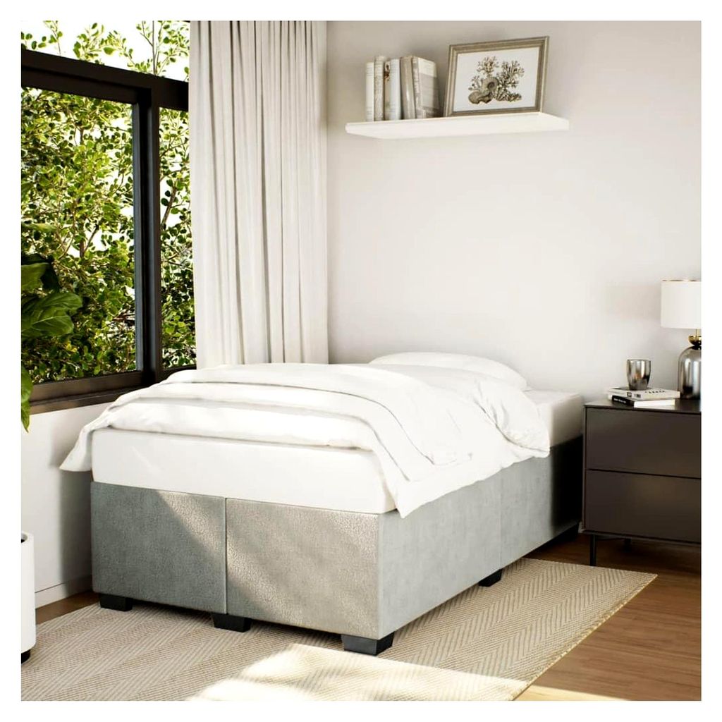 Bettgestell ohne Matratze in Hellgrau 120x190 cm aus Samt