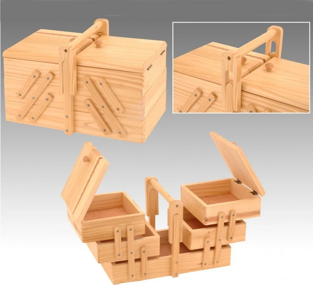 Boîte en bois 5 compartiments robuste avec poignée ergonomique - 16