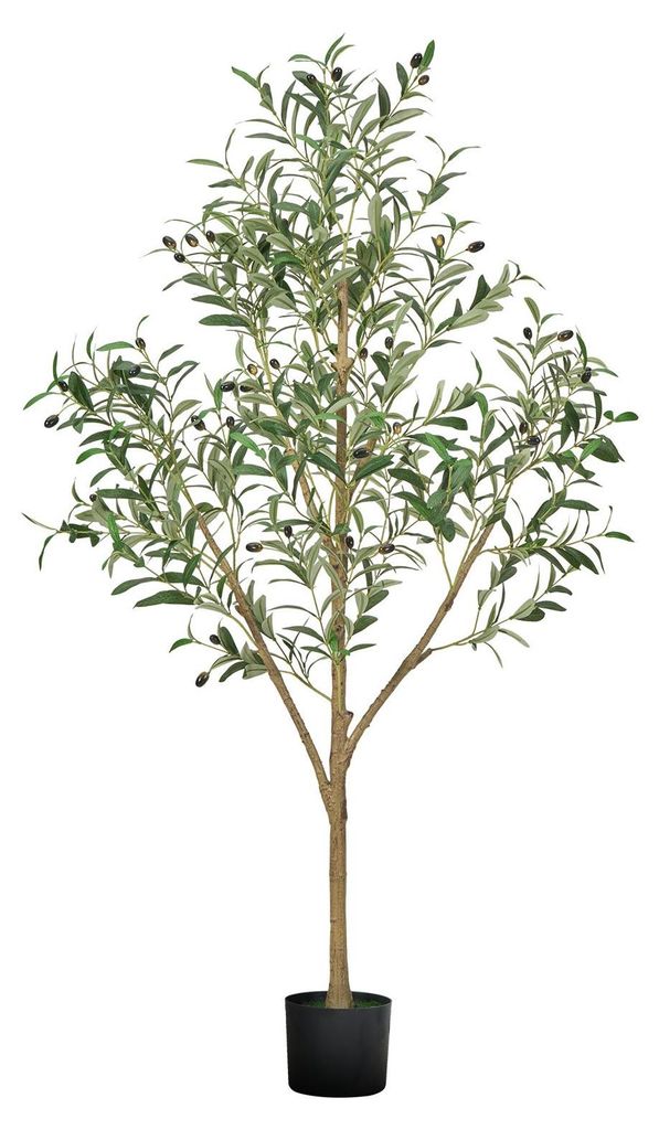 VEVOR Künstlicher Olivenbaum, 1,5 m, mit schwarzem Topf, Produktbild 