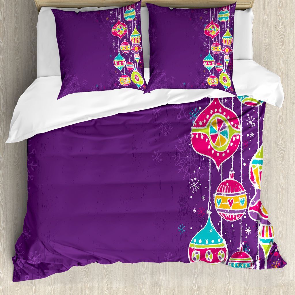 ABAKUHAUS Weihnachten Bettbezug, Kinder Doodle Balls, Milbensicher Allergiker geeignet mit Kissenbezügen, 200 cm x 200 cm - 80 x 80 cm, Mehrfarbig