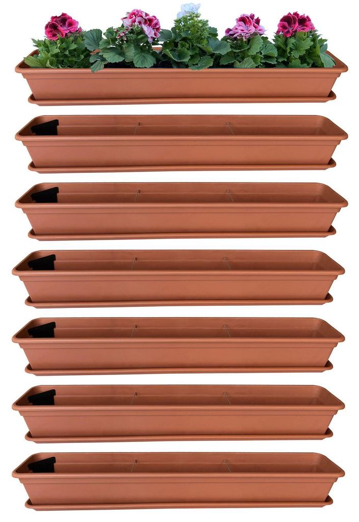 6er Blumenkasten Set Balkonkasten Pflanzkasten Terracotta Produktbild 