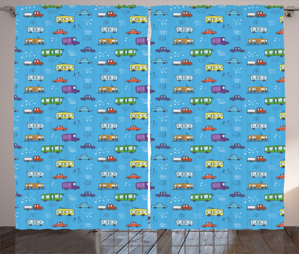 ABAKUHAUS Rideaux Transport Rustique Véhicules Colorés 280x225 cm Ciel