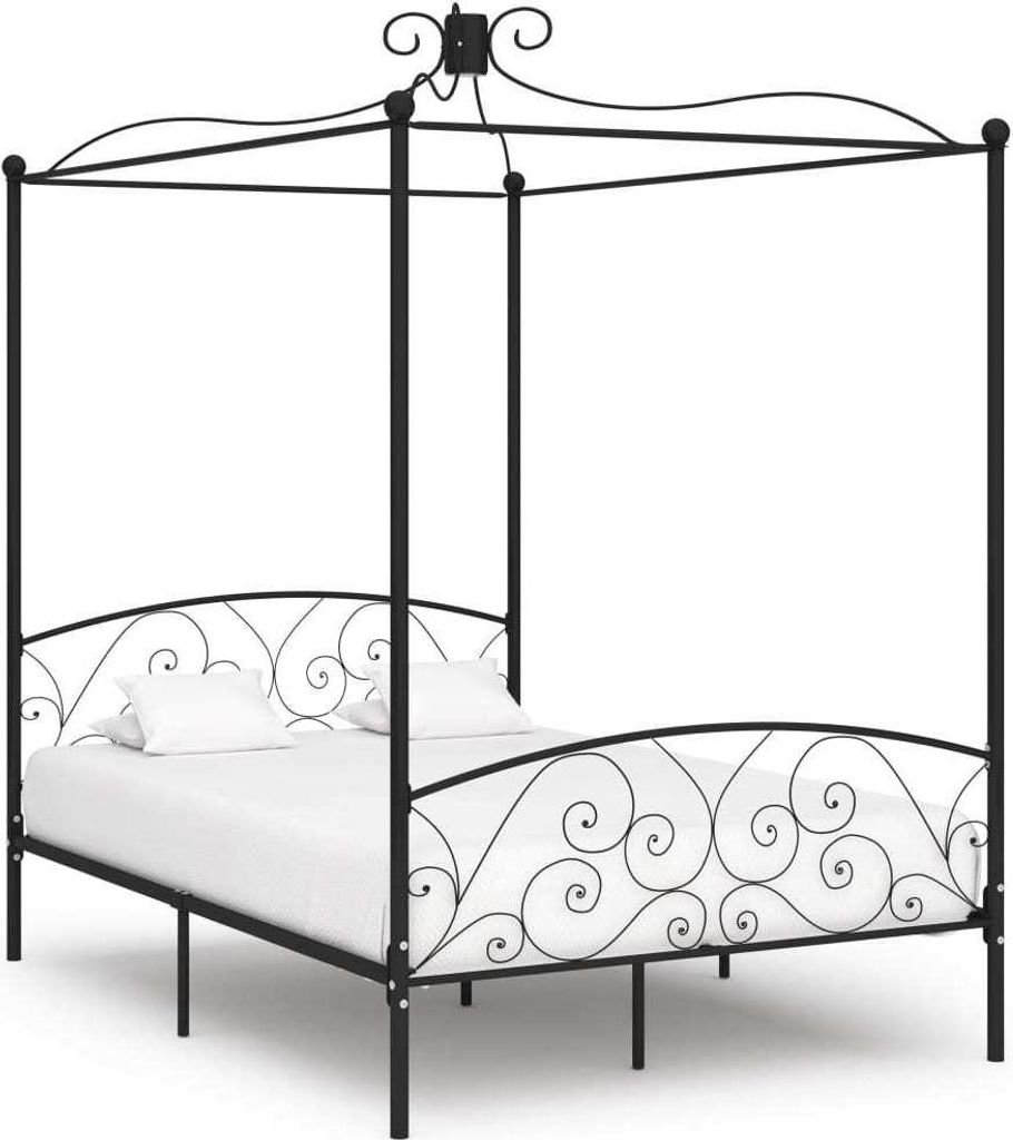 Himmelbett-Gestell Schwarz Metall 140 x 200 cm