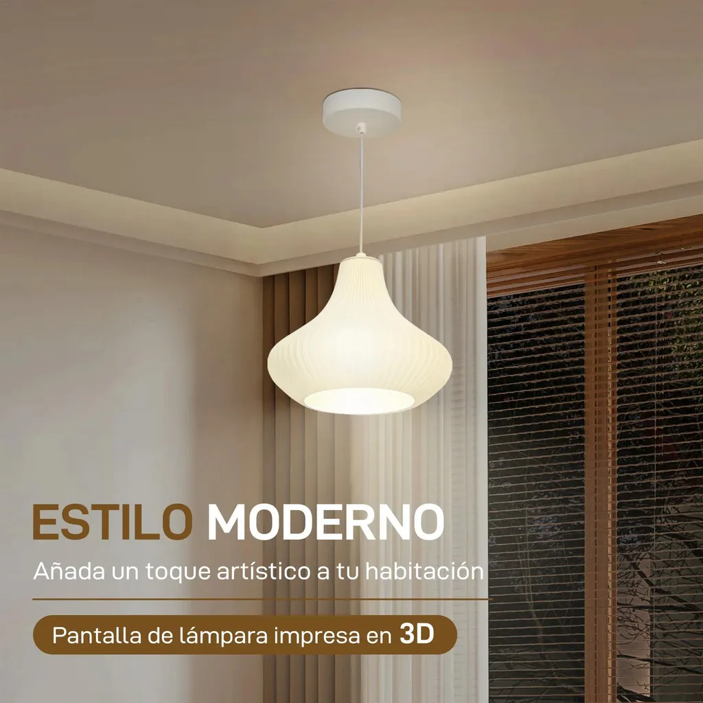 Plafonnier léger en ABS blanc facile à installer avec abat-jour imprimé 3D - 4