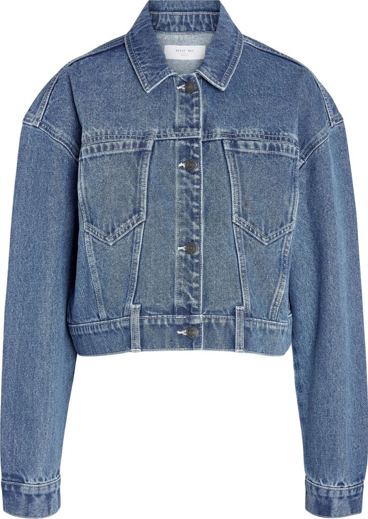 NOISY MAY Kurze Jeansjacke mit Knopfleiste und Umlegekragen Größe: L