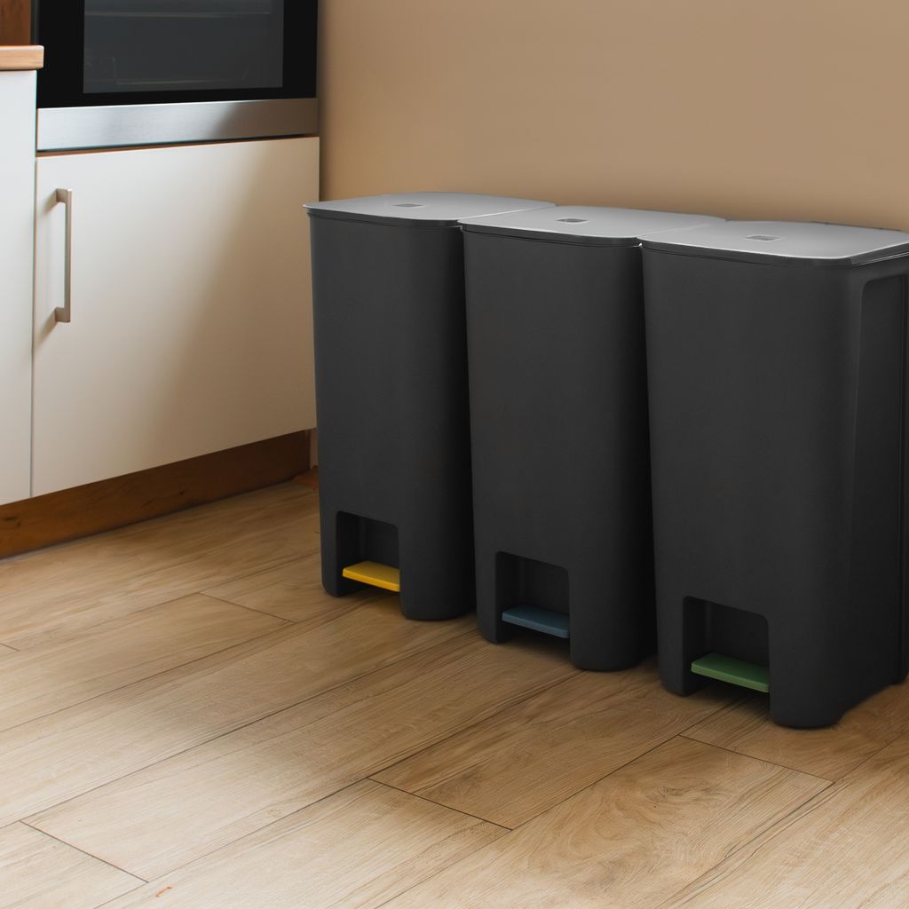 Mülleimer Mit Deckel Und Pedal, Schwarz, 40 L – Loft-Stil Produktbild 6