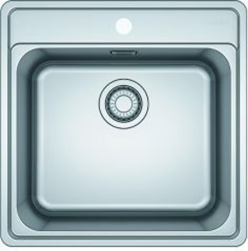 A top-down view of a stainless steel sink.