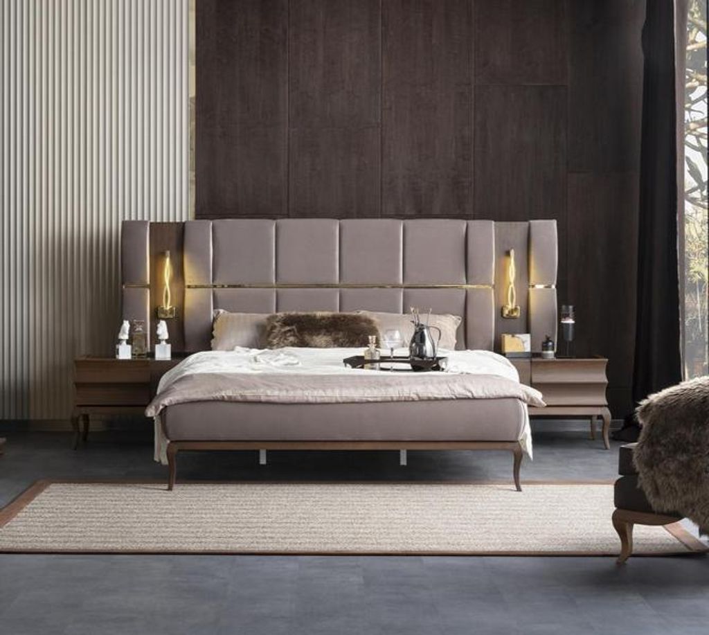 Schlafzimmer Bett Nachttische Verspiegelt Doppelbett Mit Beleuchtung