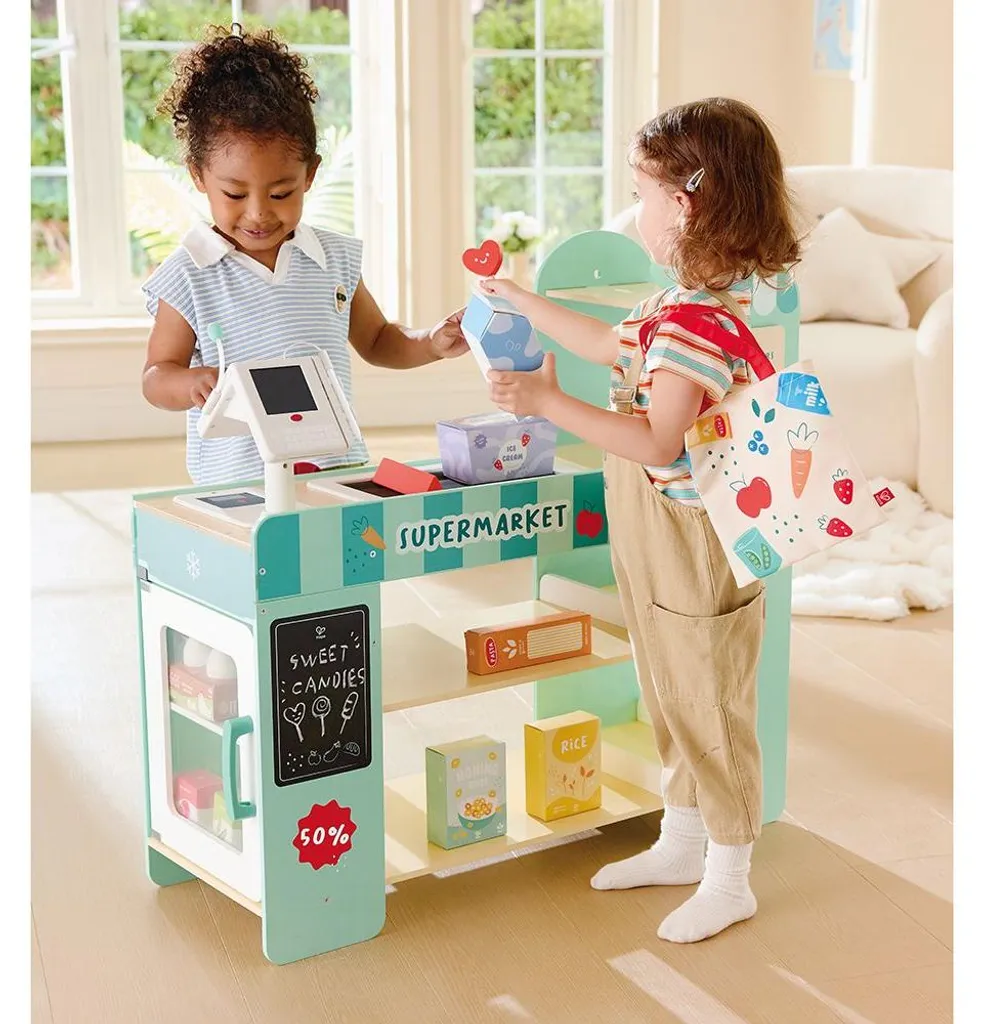 Boutique intelligente Hape E3166 : épicerie en bois pour enfant réaliste