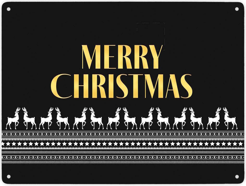 Merry Christmas Metallschild XXL mit edlem Weihnachtsmuster Motiv