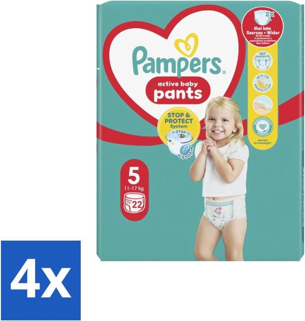 Pampers – Windelhosen – Baby Trockenhosen Größe 5 – 22 Windeln - Vorteilspack - 4 Stücke