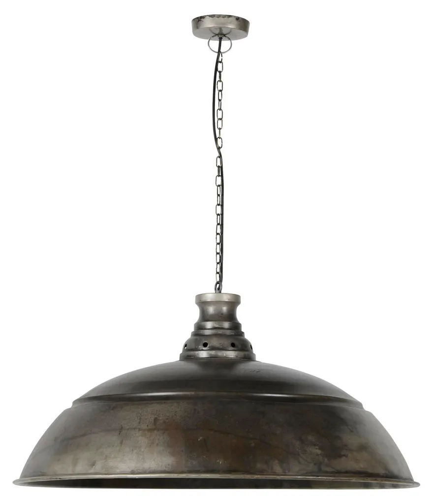 Plafonnier industriel FURNLUX Argent 80 cm - Lustre métal pour loft