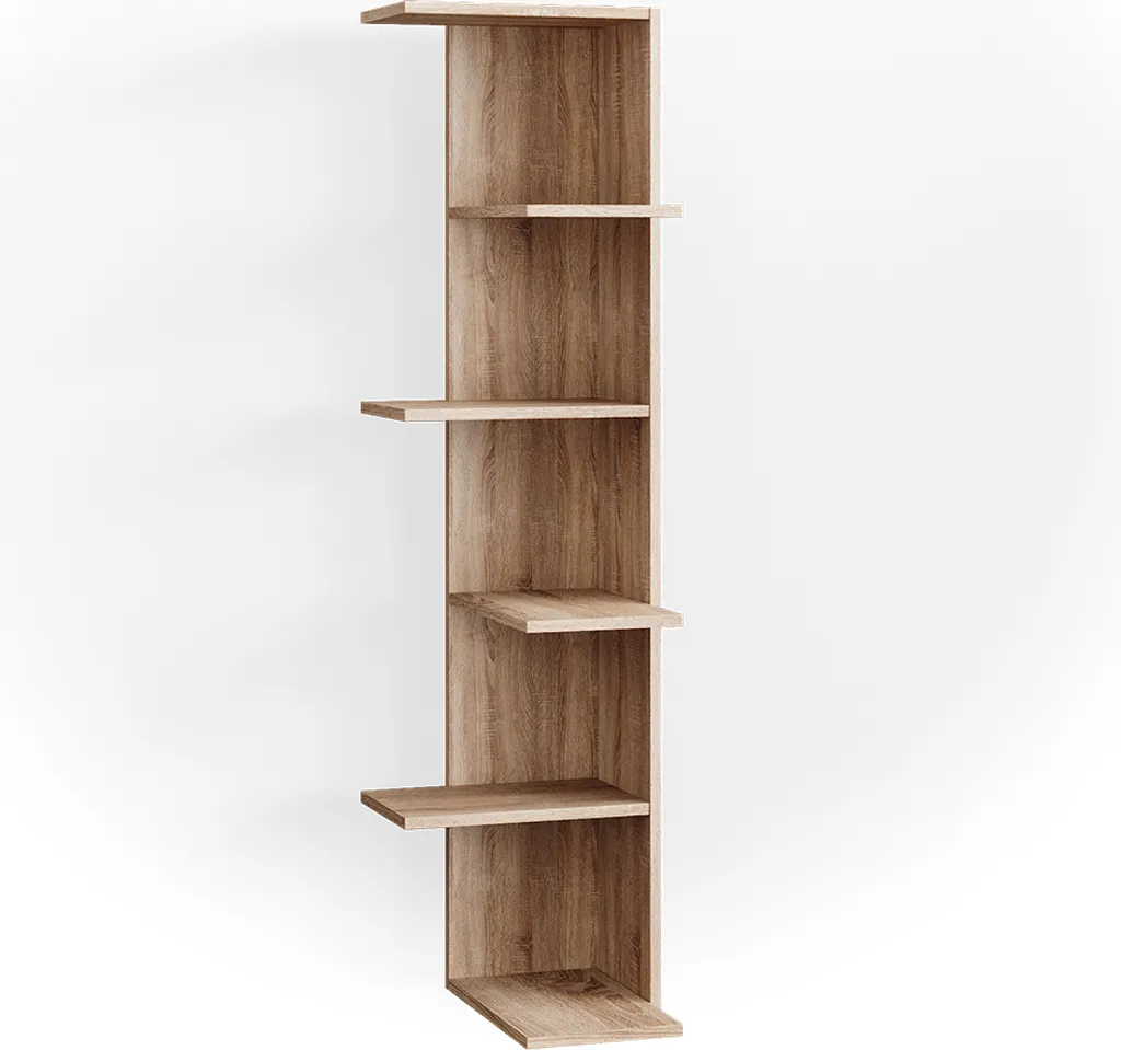 Meuble Rangement d'Angle Salon 140cm Sonoma pour Livres et Décoration