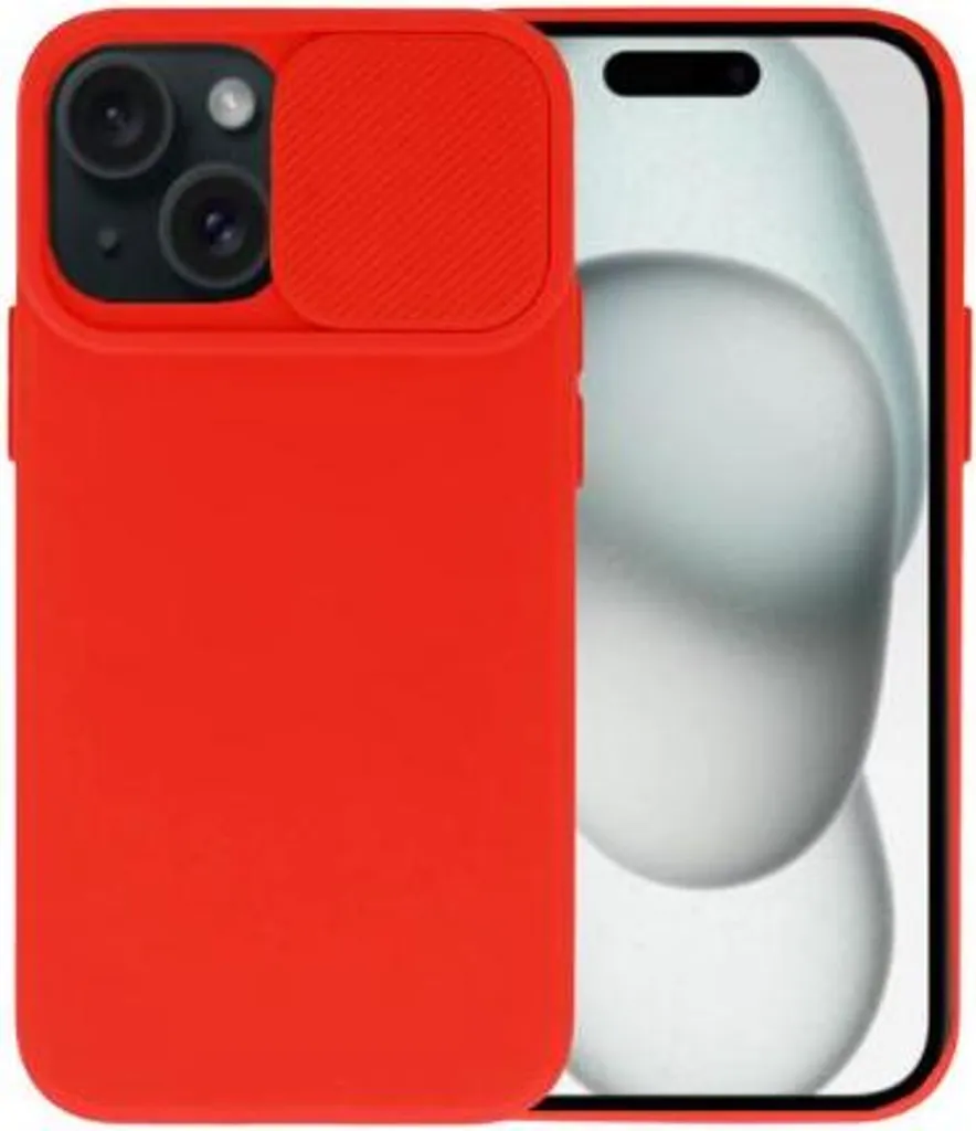 Custodia Silicone Rosso iPhone 15 Protezione Camera CamShield Morbida