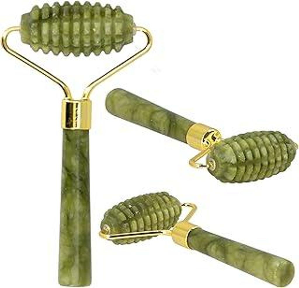 Lantelme Jade Stein Massagegeräte | Roller mit Rillen für natürliche Entspannung und strahlende Haut | Für Körper und Gesicht | Massage und Pf...