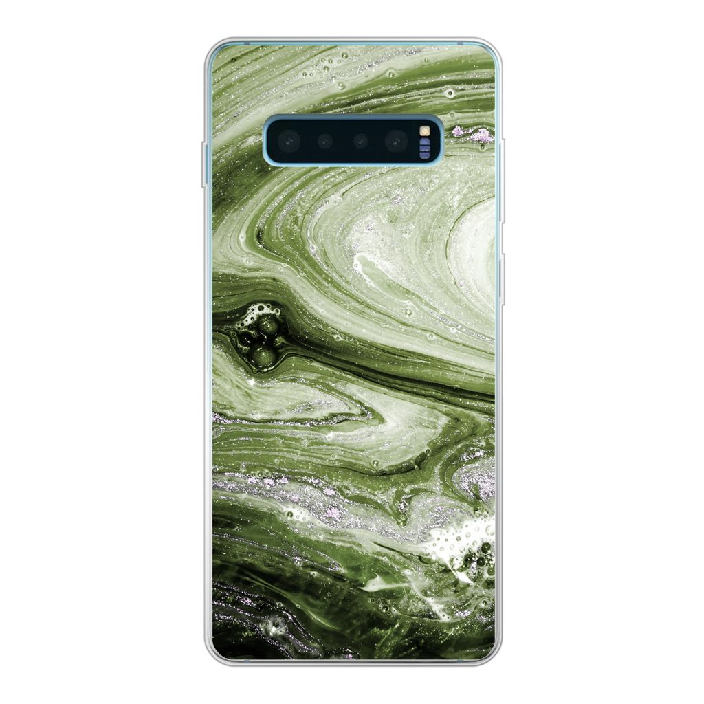 MuchoWow Handyhülle Schutzhülle Hülle für Samsung Galaxy S10 Plus Marmor - Naturstein - Kalkstein Silikon Softcase Handy Hülle - Schutzhülle