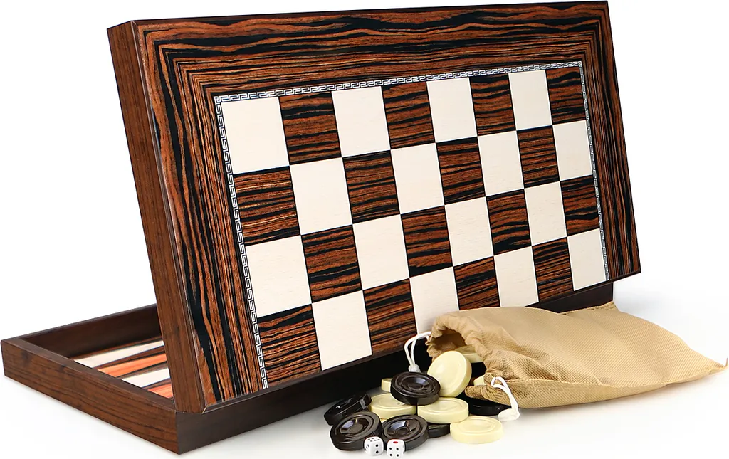 Backgammon XXL aspect bois d'ébène - Grand plateau lisible luxe
