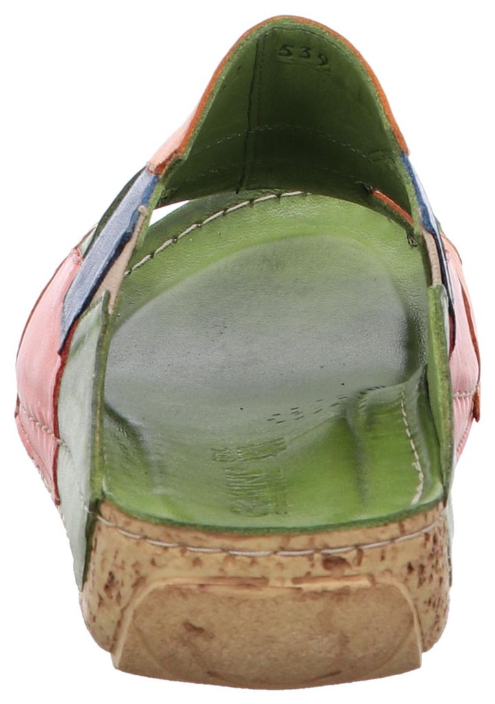Gemini Damen Pantolette Leder Patchwork Optik Keilabsatz 336052-02, Größe:39 EU, Farbe:Orange